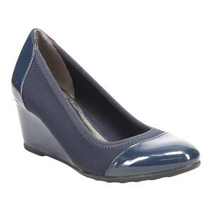 LifeStride Women's Juliana Stretch Wedge Heel Pumps Navy Size 8 1/2